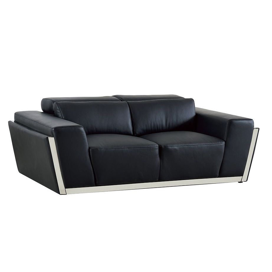 Domo Black Italian Leather Match Sofa, Loveseat, and Chair Living Room Set view 4