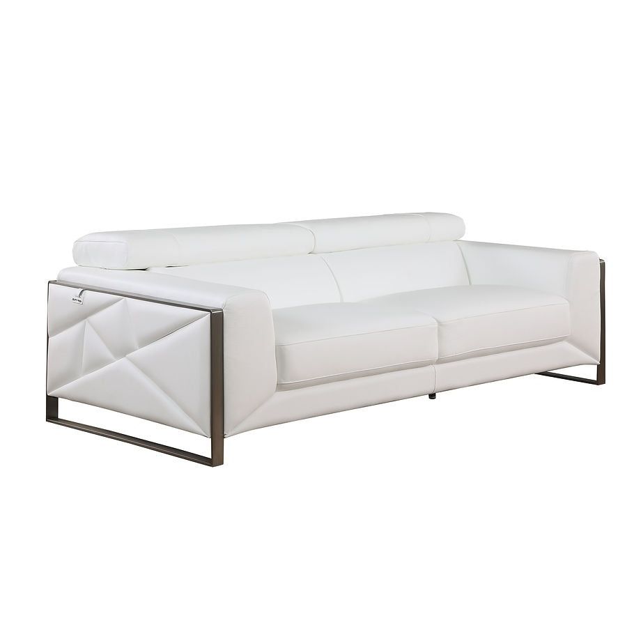 Giorgio White Italian Leather Sofa, Loveseat, and Chair Set view 5