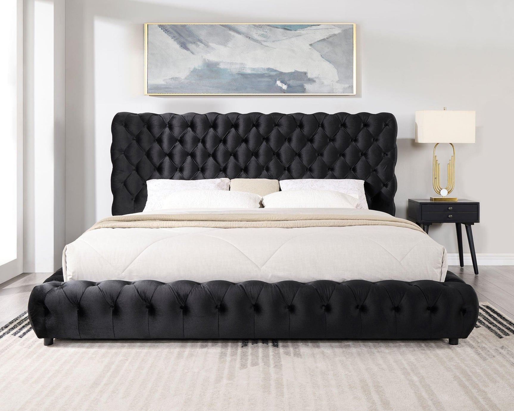 Dream Black Platform Bed - Queen, King (Queen) - Ella Furniture