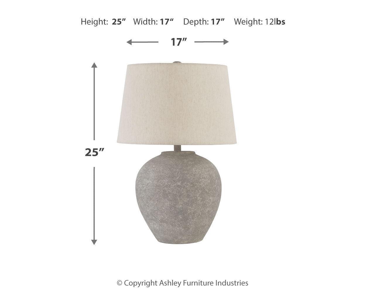 Dreward Distressed Gray 2-Piece Table Lamp Set - Ella Furniture