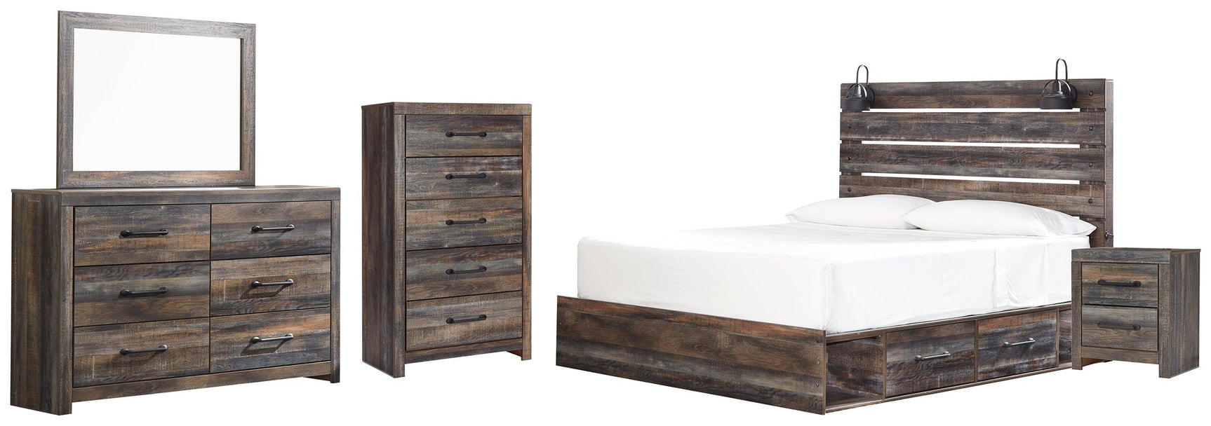Drystan Multi Panel 2 Storage Bedroom Set - Ella Furniture