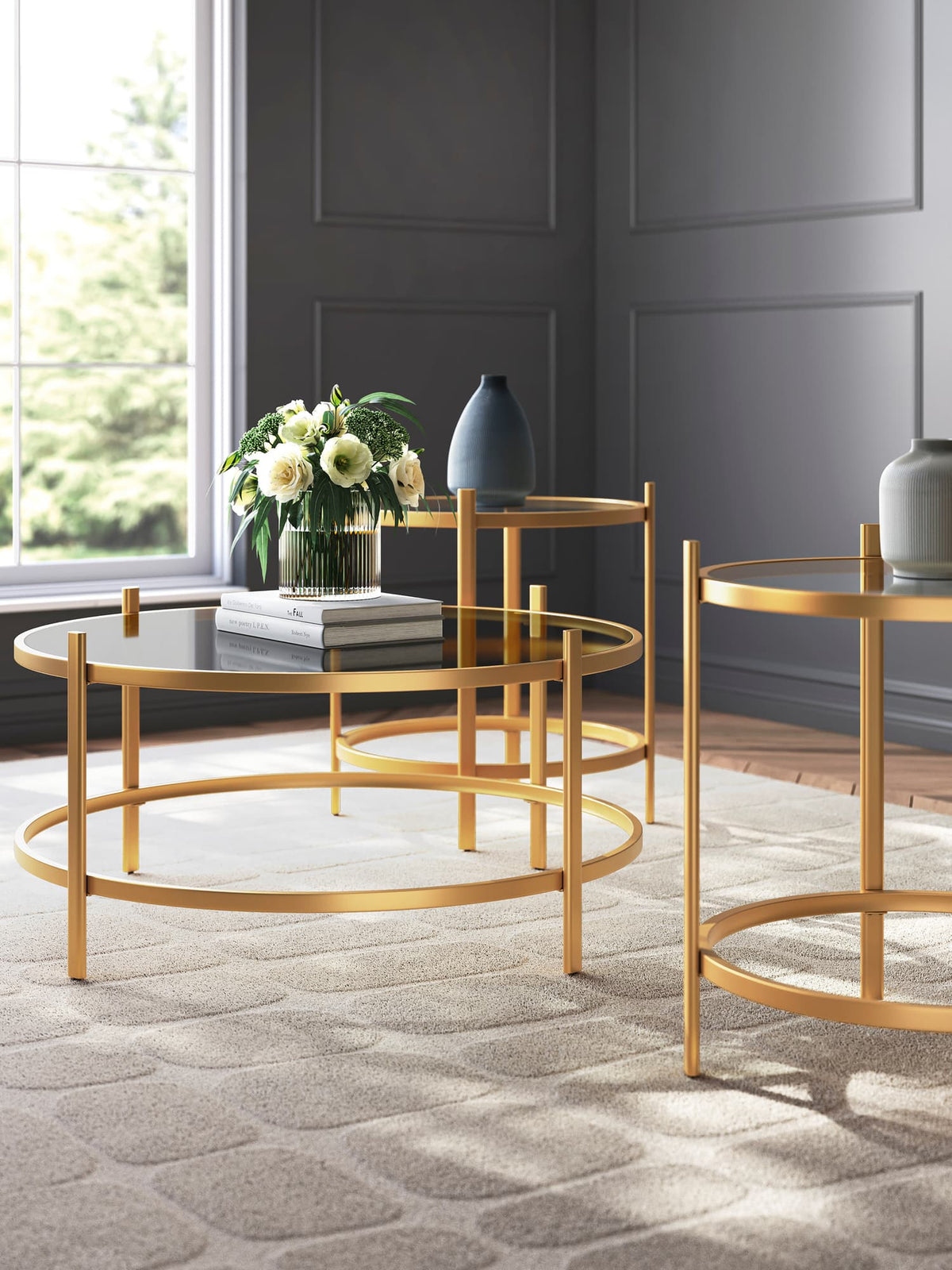 Gold Coffee Table with Two End Tables — product image 2