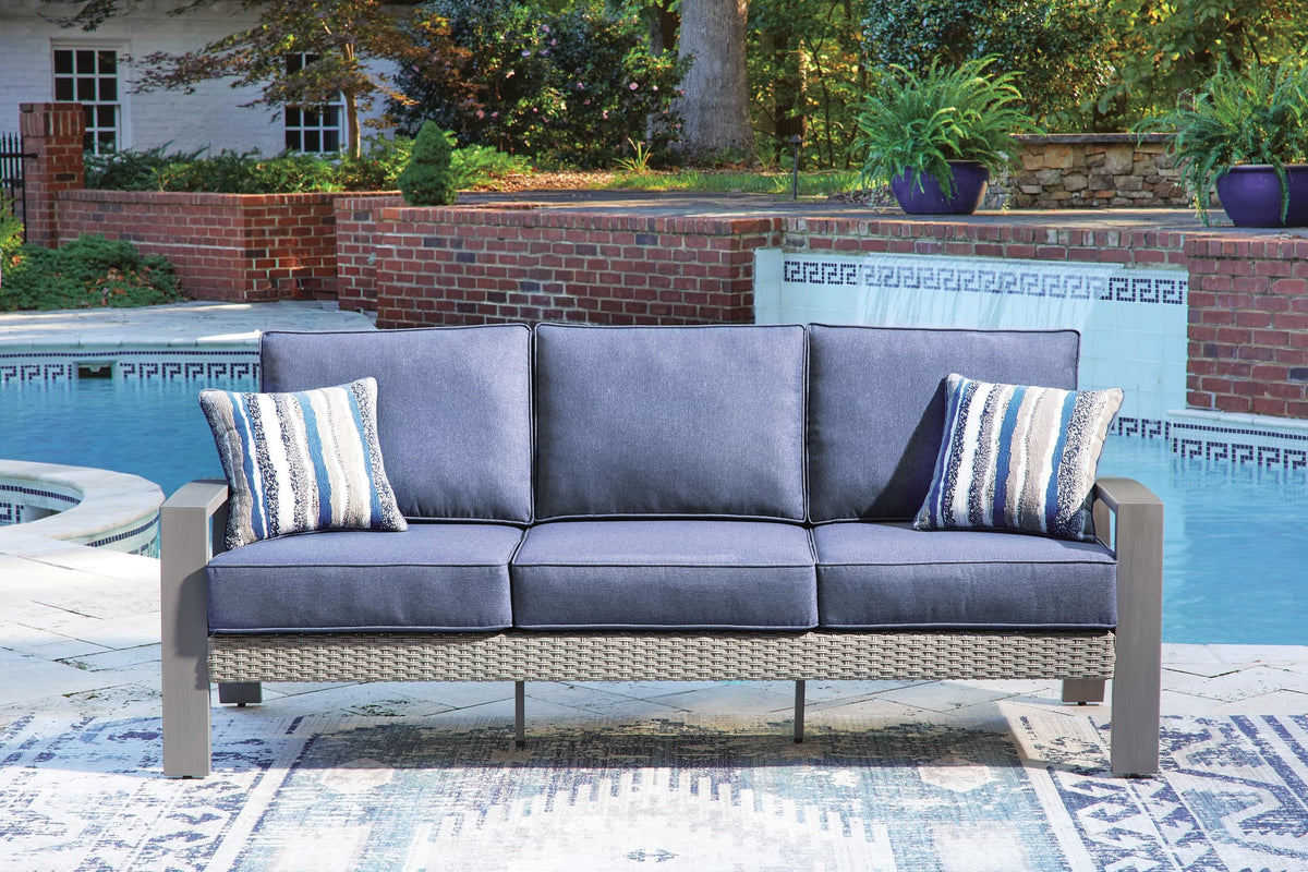 Half Blue/Gray Moon Beach Outdoor Sofa with 2 Lounge Chairs — product view