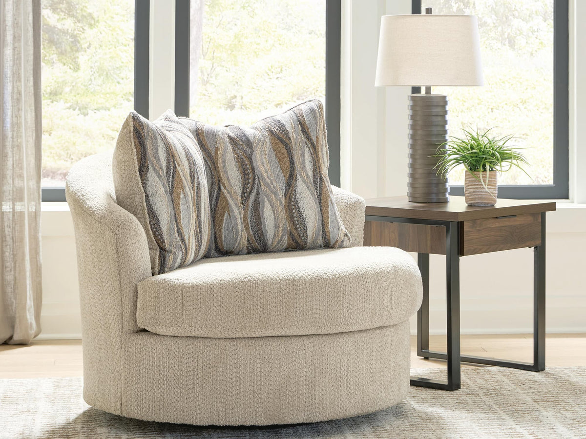 Lofwood Oatmeal Chenille Swivel Accent Chair — product view