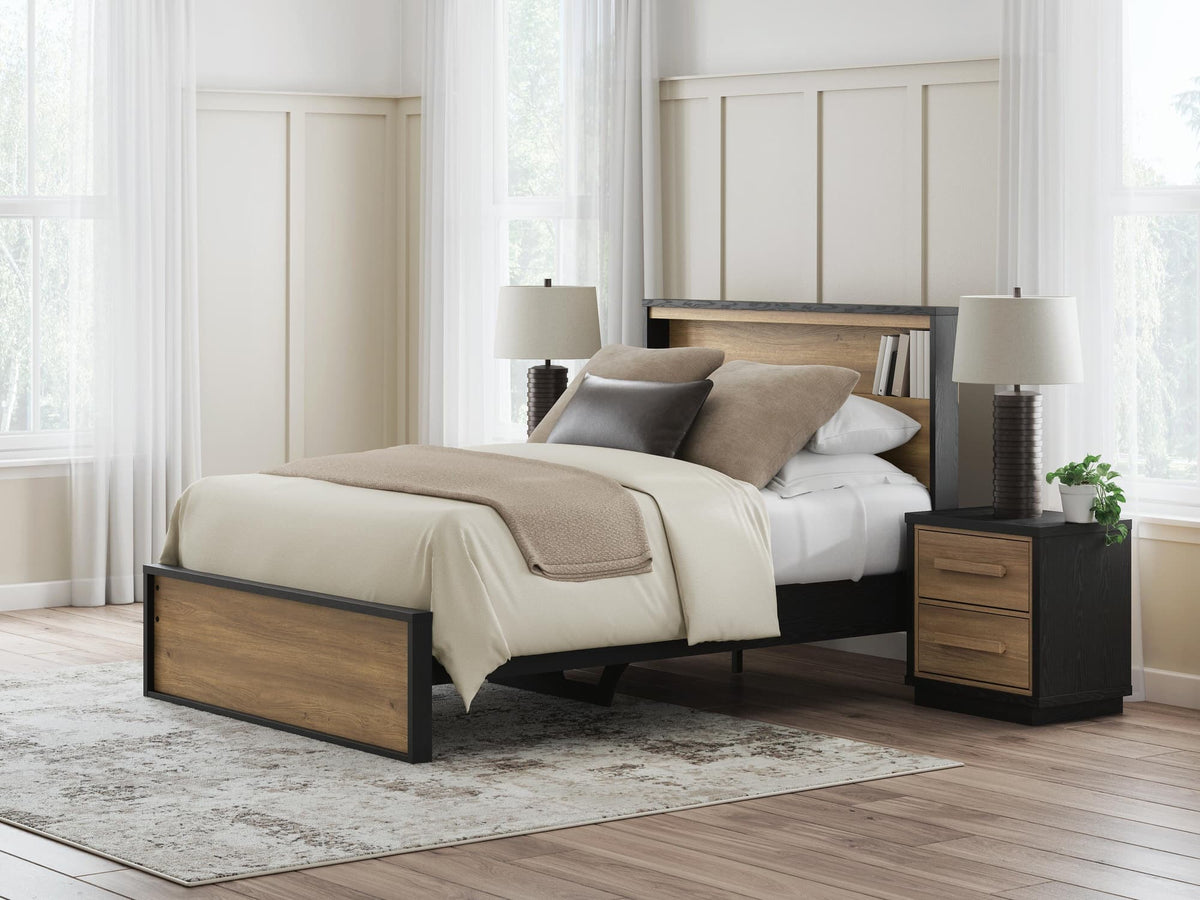 Kozmour Black/Brown Full Bookcase Complete Bed Frame — product view