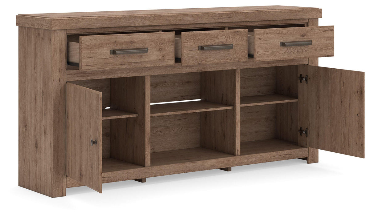 Garistyn Brown 73" TV Stand — angled view