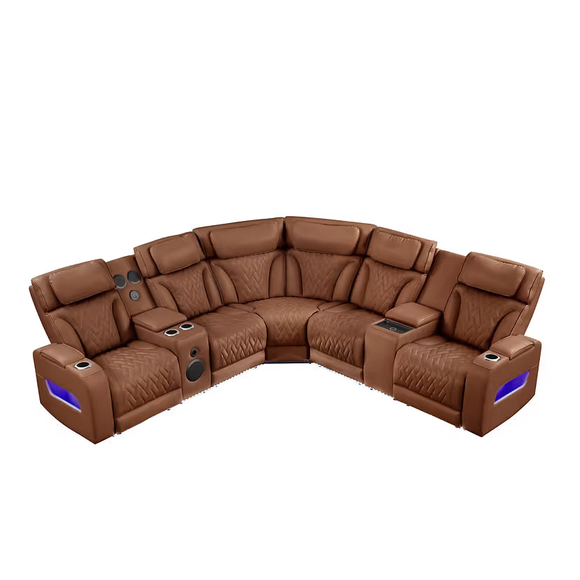 Skyline Brown Caramel Power Reclining Sectional