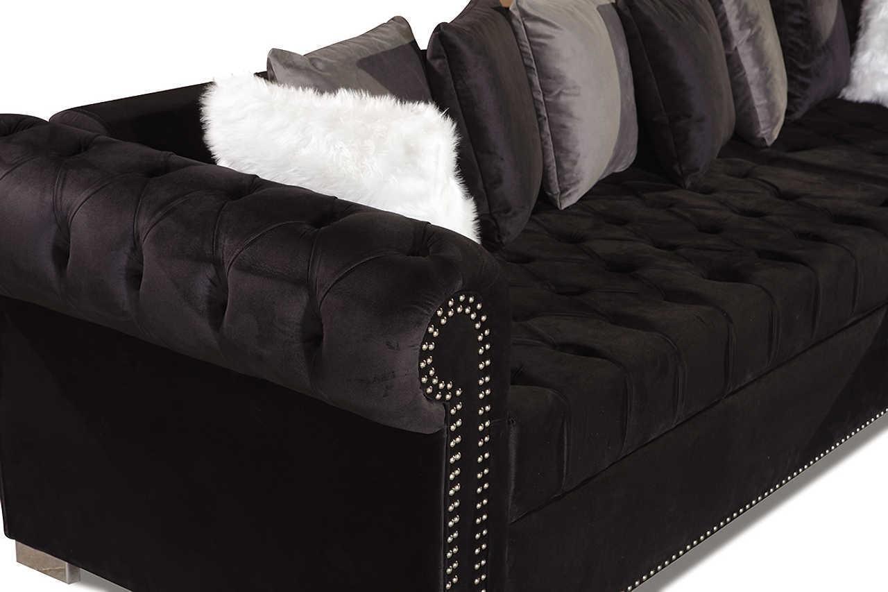 Milan Black Velvet Tufted Sectional
