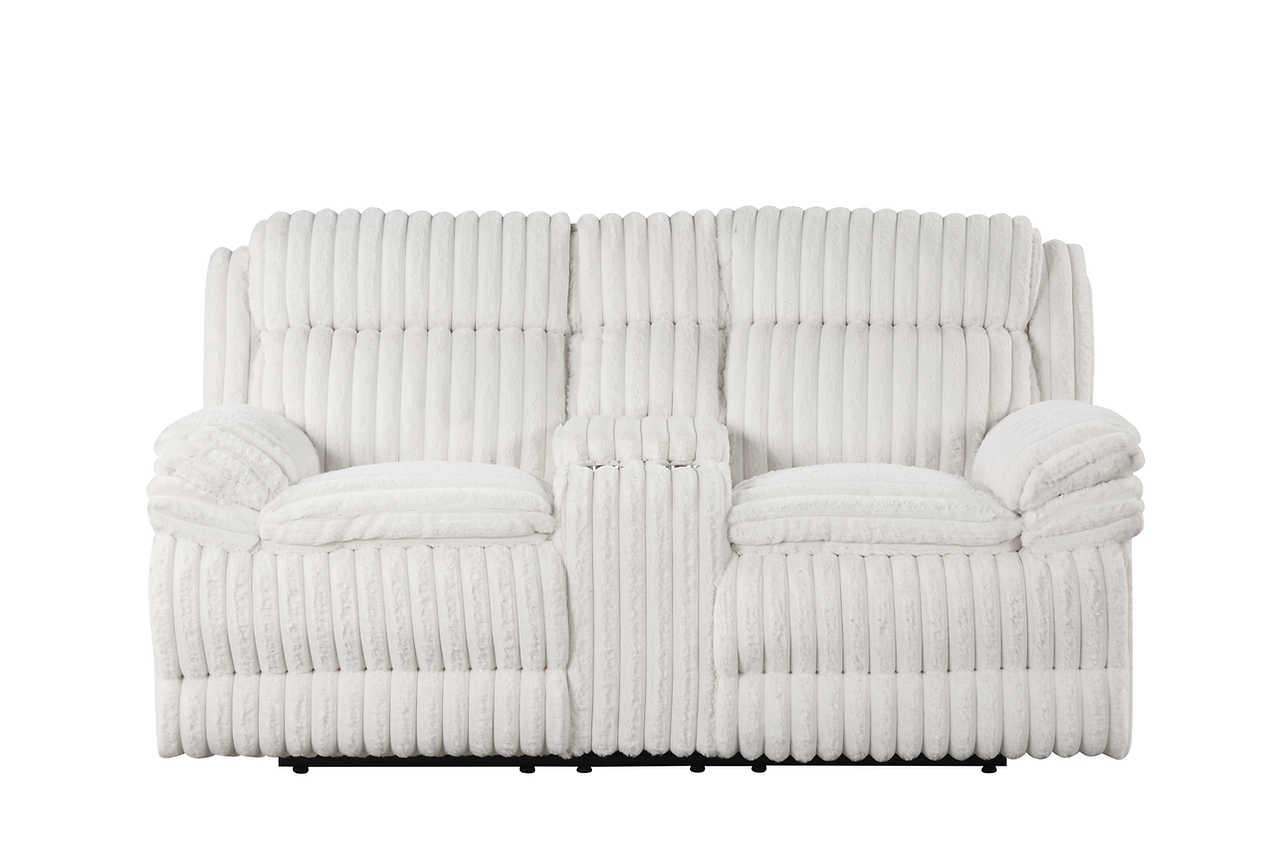 Melow White Fabric 3-Piece Reclining Set