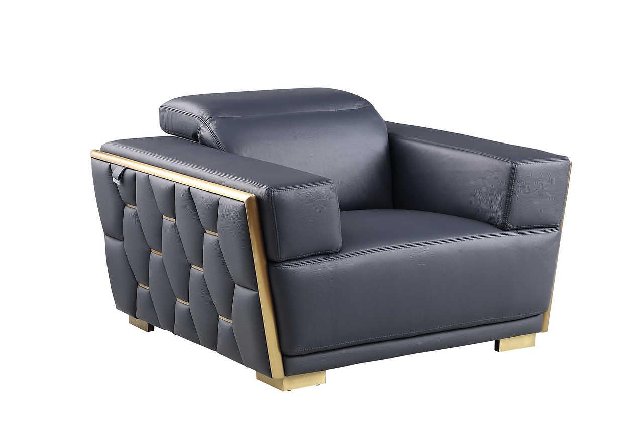 Hexor Navy Leather Living Room Set