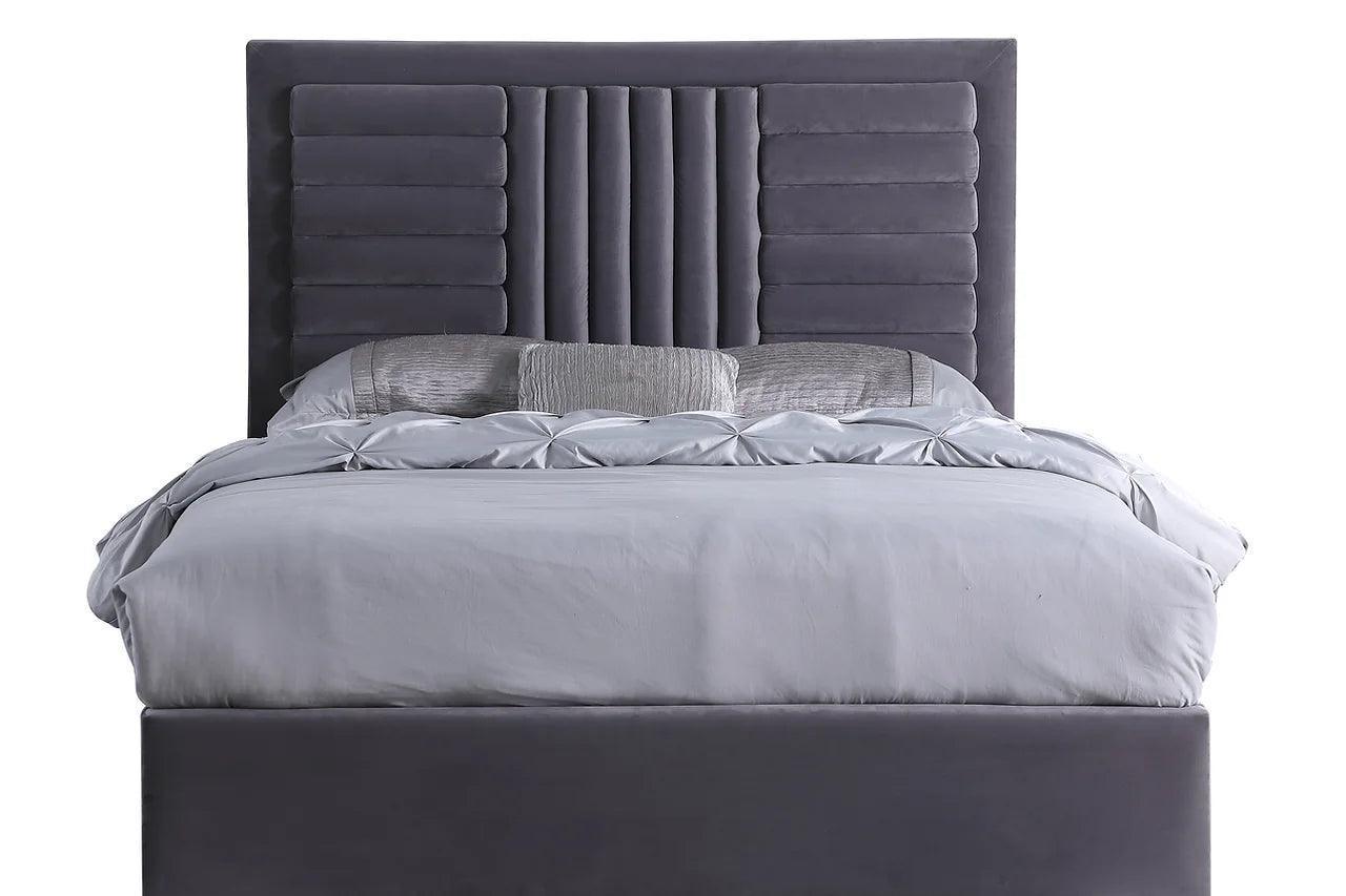 Anita Gray Upholstered Platform Queen Bed