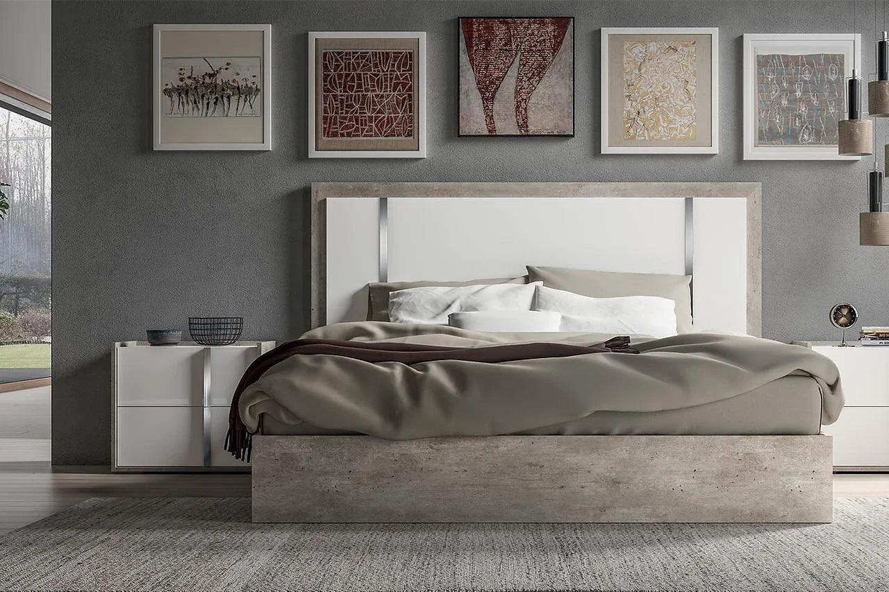 Treviso White Grey Stone Modern Contemporary Traditional Solid Wood Eco-Stone Bedroom Set - Ella Furniture