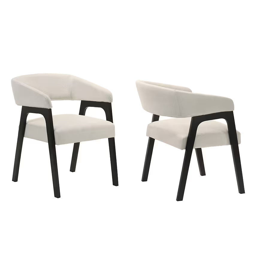 Nava Black Porcelain Dining Collection with Beige Teddy Fabric Chairs from Ella Furniture
