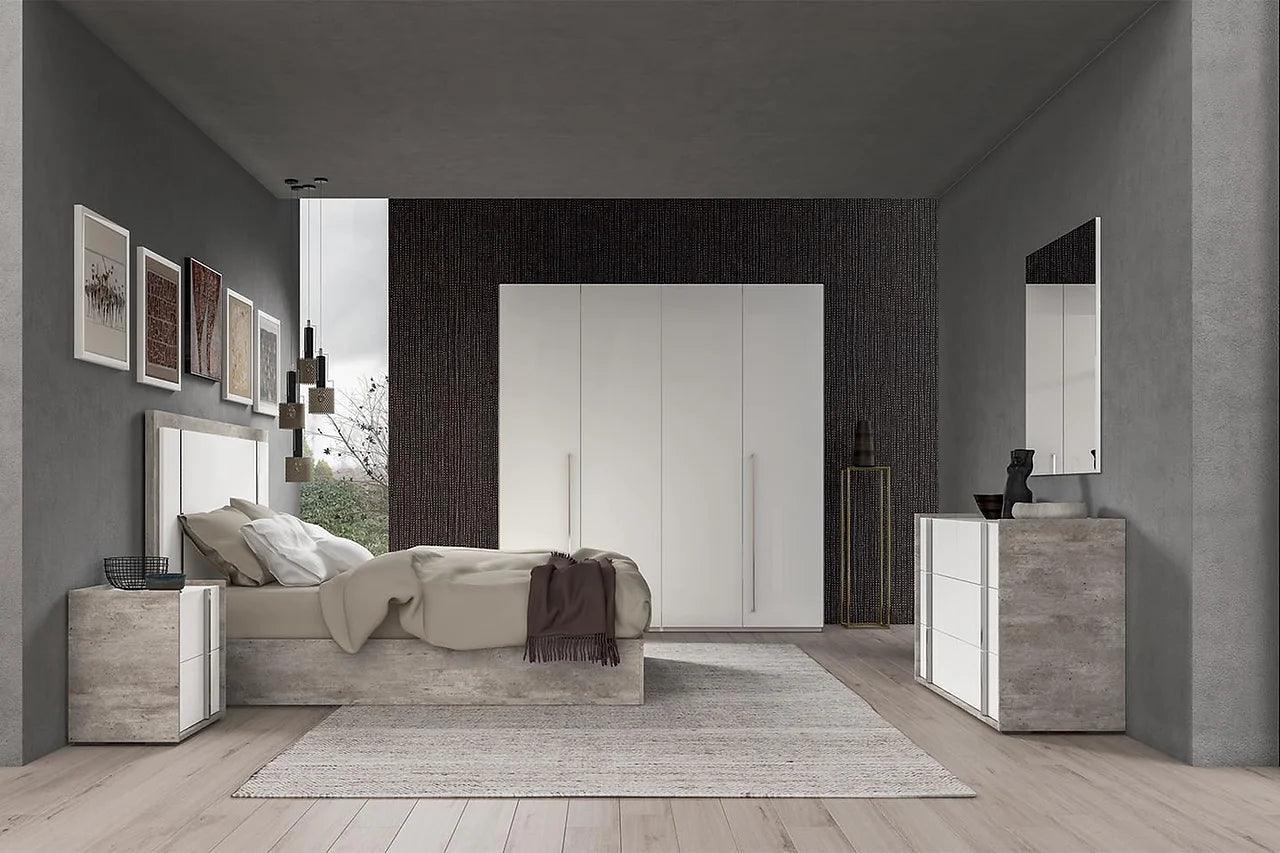 Treviso White Grey Stone Modern Contemporary Traditional Solid Wood Eco-Stone Bedroom Set - Ella Furniture