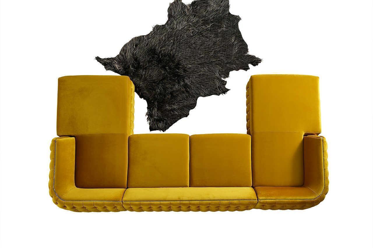 Sicilya Mustard Velvet Sectional