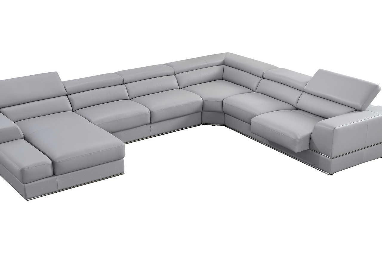 Pella Light Gray Leather LAF Sectional