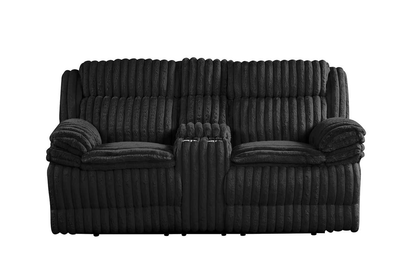 Mellow Black Thick Stripe Fabric 3-Piece Reclining Set