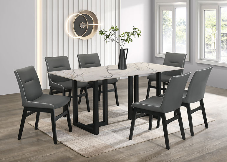 Farrin White Gray Dining Room Set
