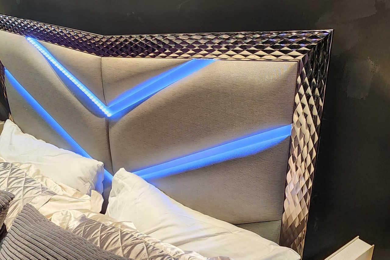 Vera Gray Upholstered LED Platform Bedroom Set