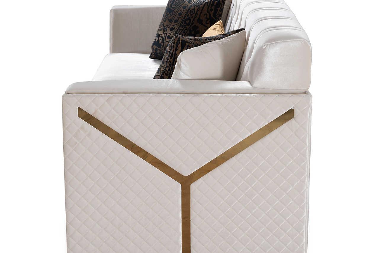 Hilena White Velvet Living Room Set
