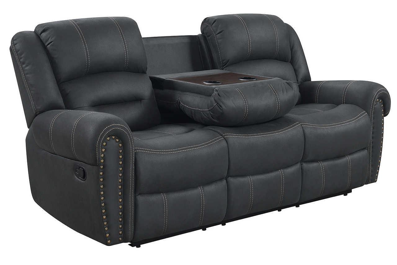 Houston Dark Grey Contemporary Metal Swivel Glider Fabric Storage Reclining Loveseat - Ella Furniture