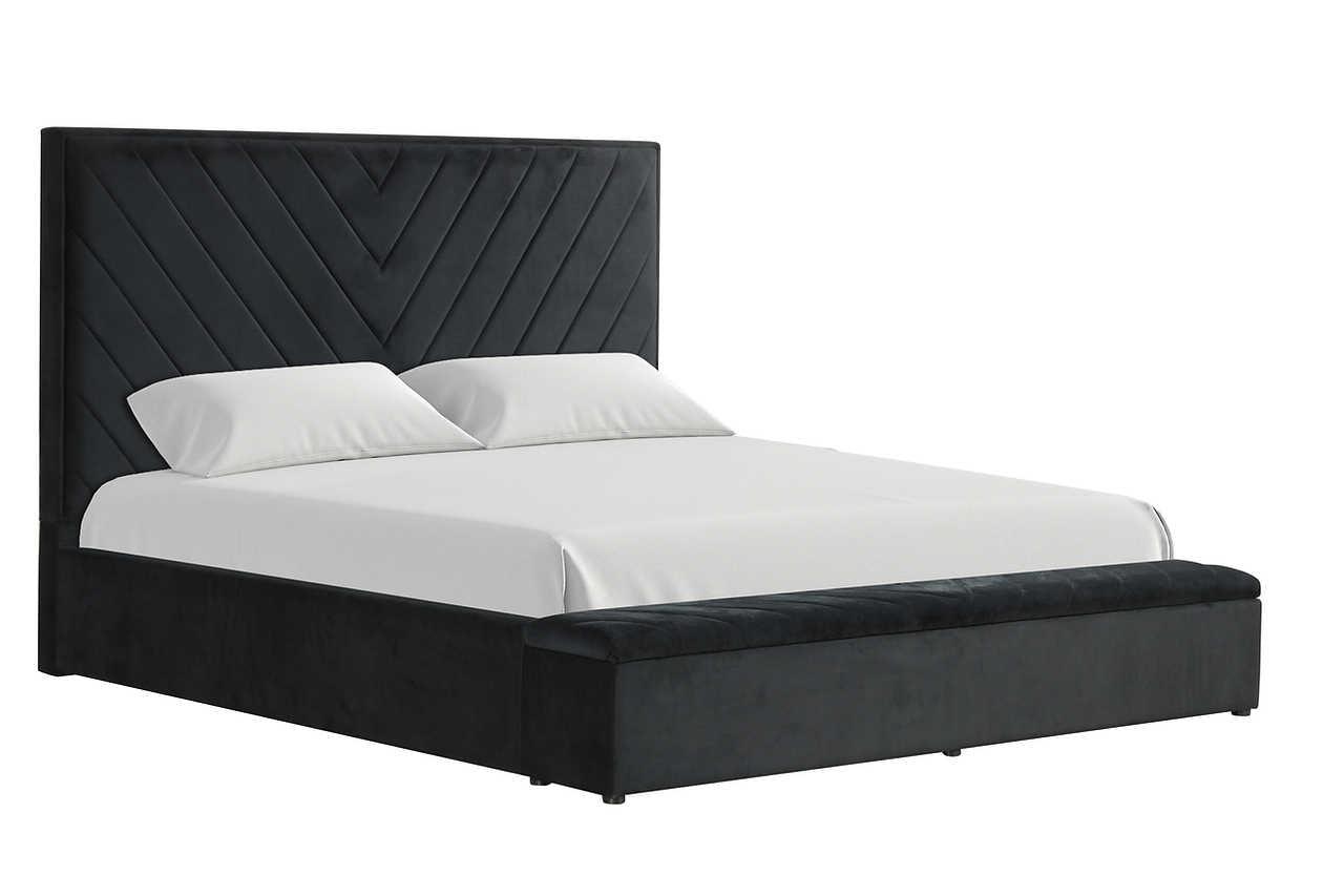 Mio Black Velvet Panel King Bed