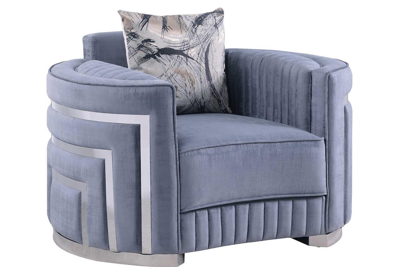 Minerva Grey Velvet Living Room Set