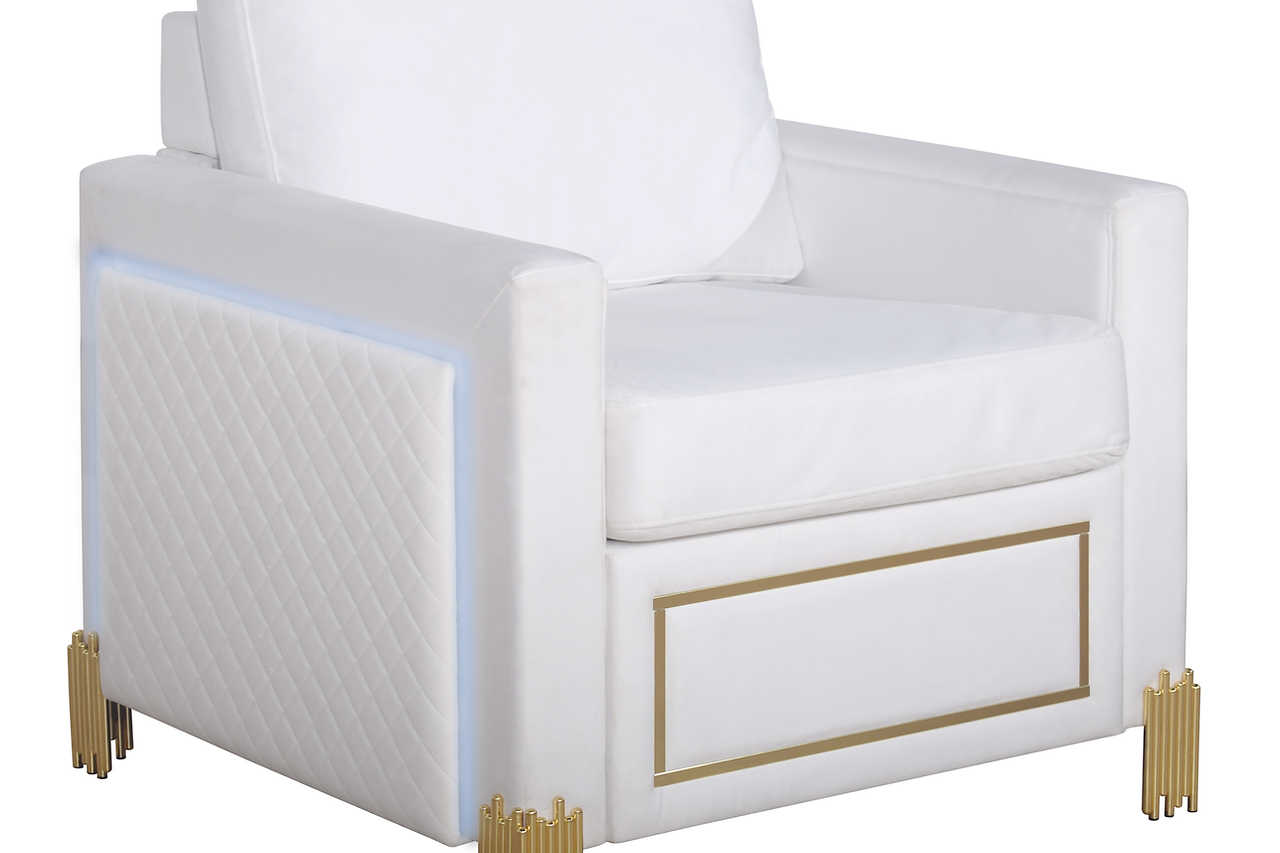 Glamor White Gold Velvet Living Room Set
