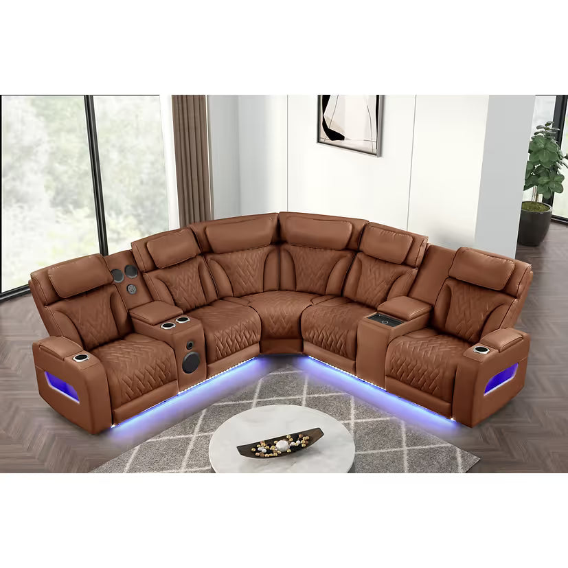 Skyline Brown Caramel Power Reclining Sectional