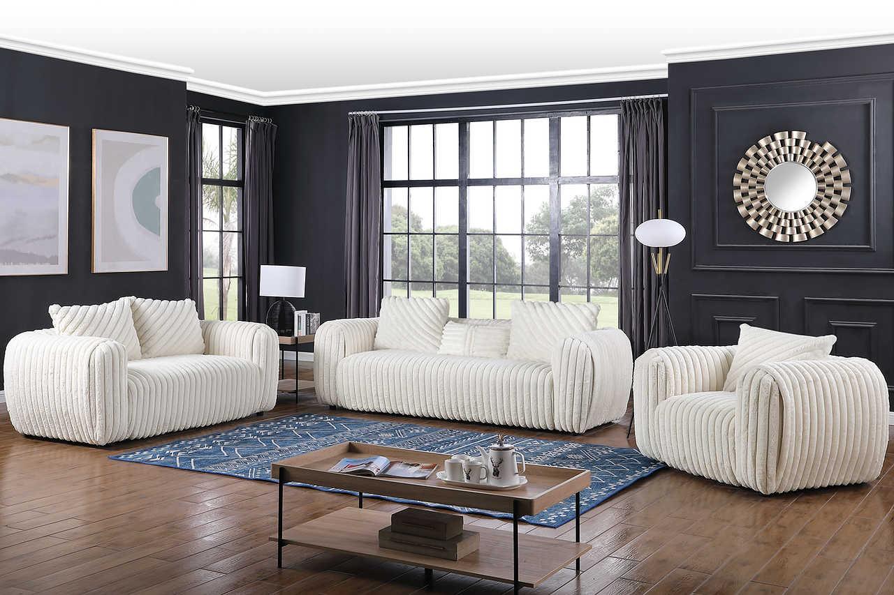 Eli White Fabric Living Room Set
