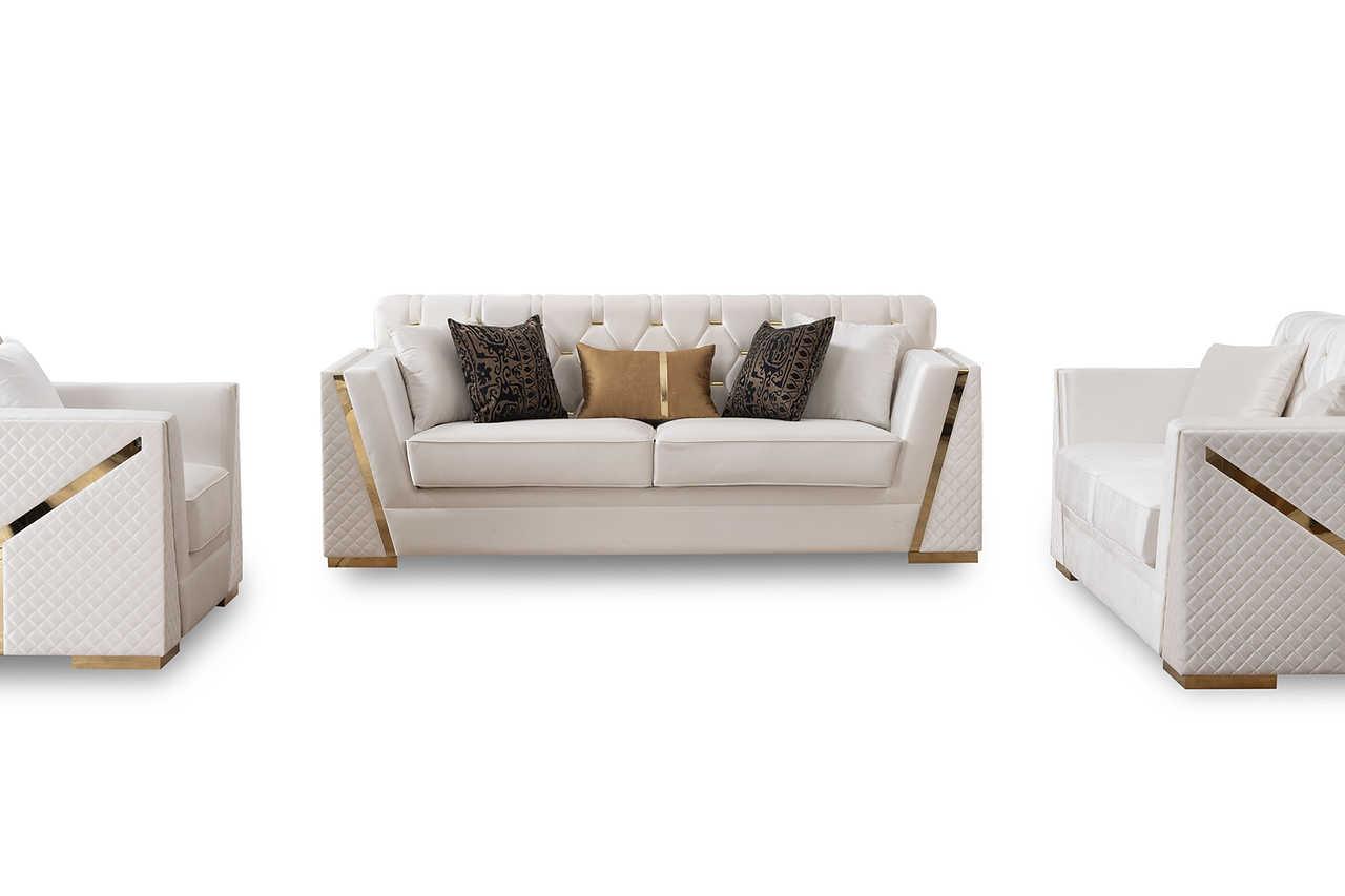 Hilena White Velvet Living Room Set