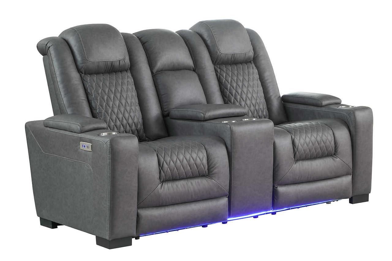 Ash Grey Microfiber 2-Piece Power Reclining Set
