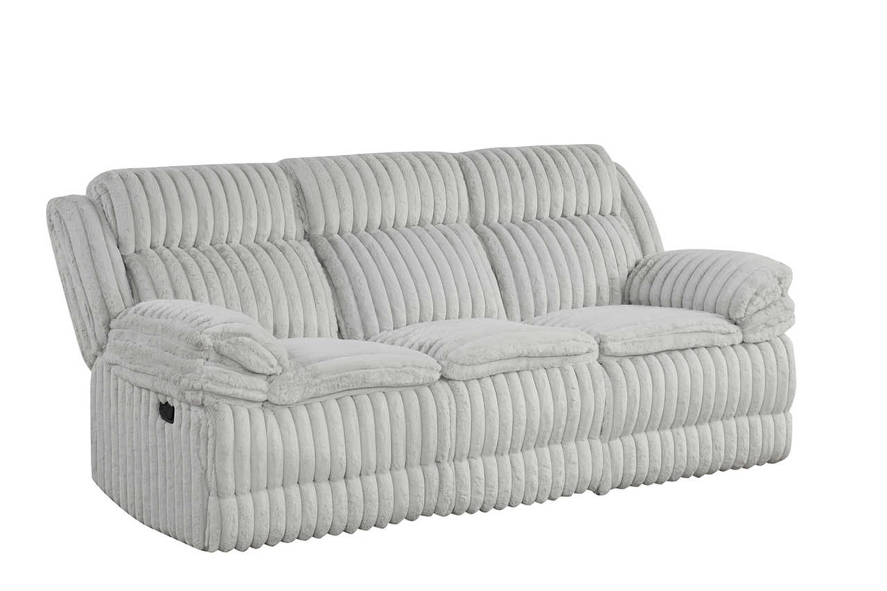 Mellow Grey Thick Stripe Fabric 3-Piece Reclining Set