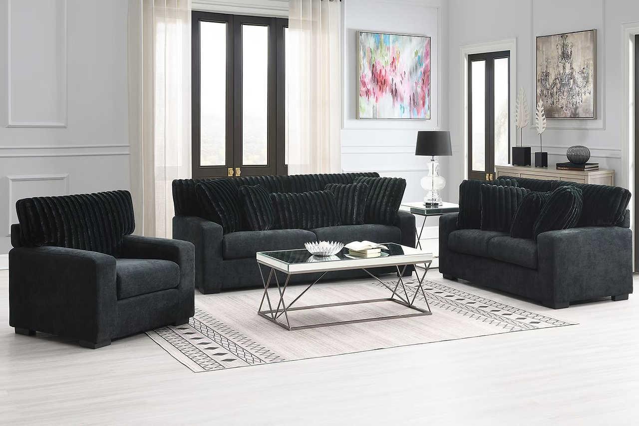 Tarra Black Fabric Living Room Set