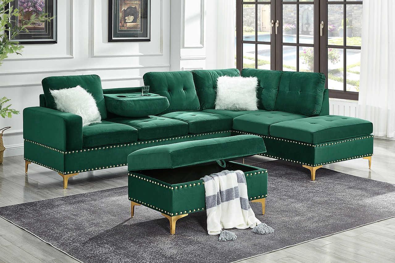 Joy Green Storage Ottoman