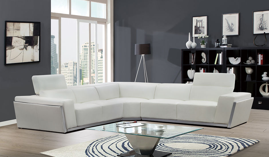 Domo White Leather Sectional