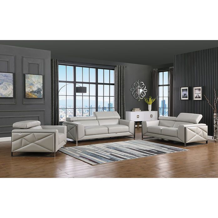 Giorgio Light Gray Leather Sofa