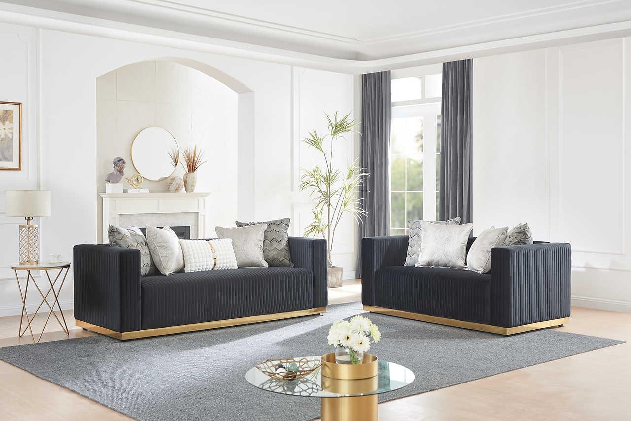 Alisha Black 2-Piece Living Room Set
