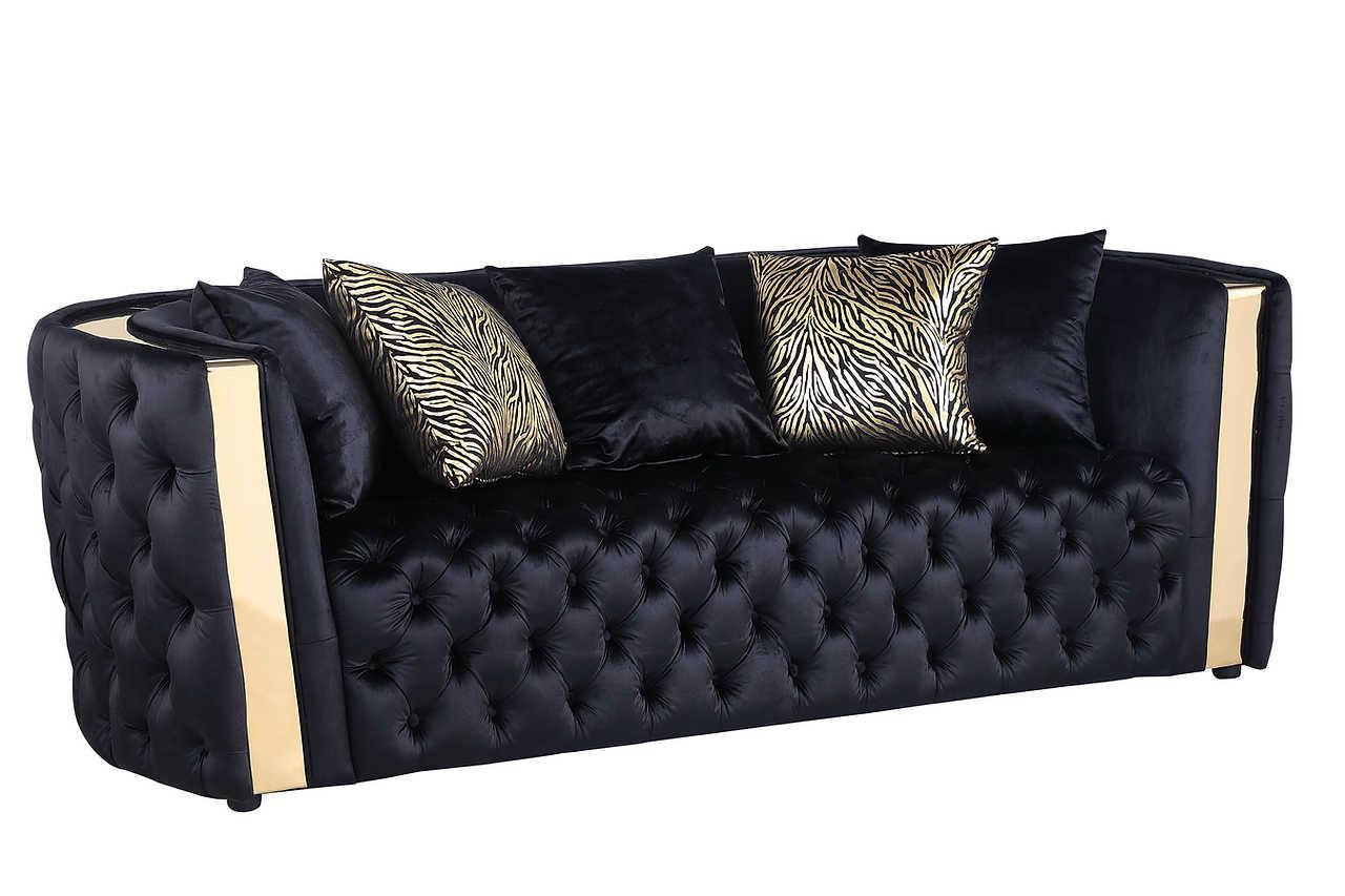 Roka Black Modern Tufted Reclining Sofa & Loveseat - Ella Furniture