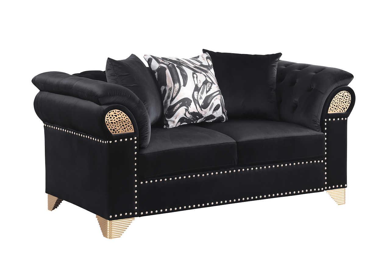 Emma Black Velvet Living Room Set