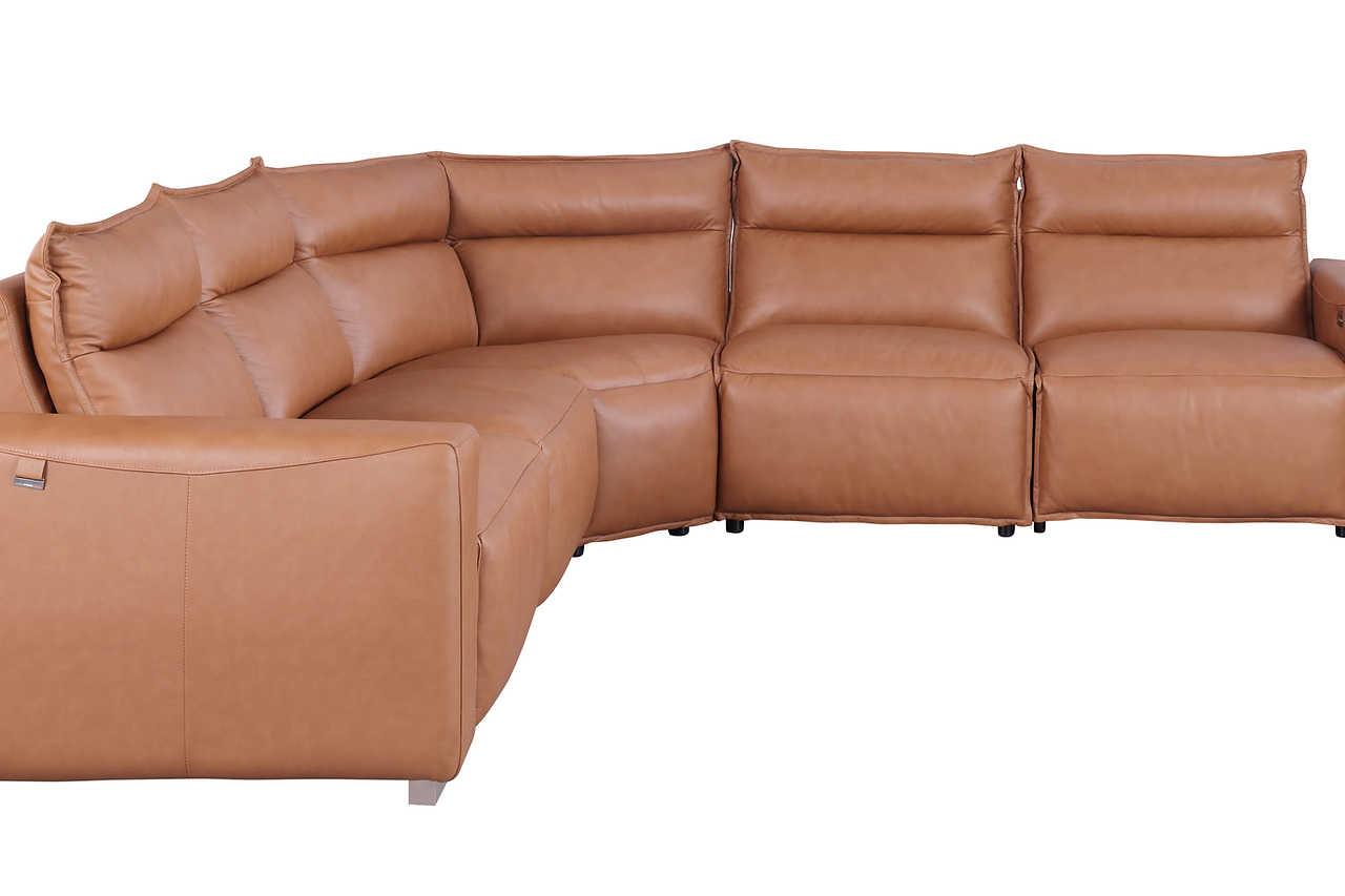 Sierra Camel Leather Reclining Sectional