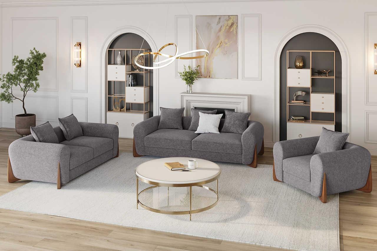 Stylus Pewter Fabric 2-Piece Living Room Set