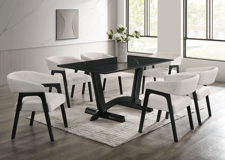 Nava Black White Dining Room Set