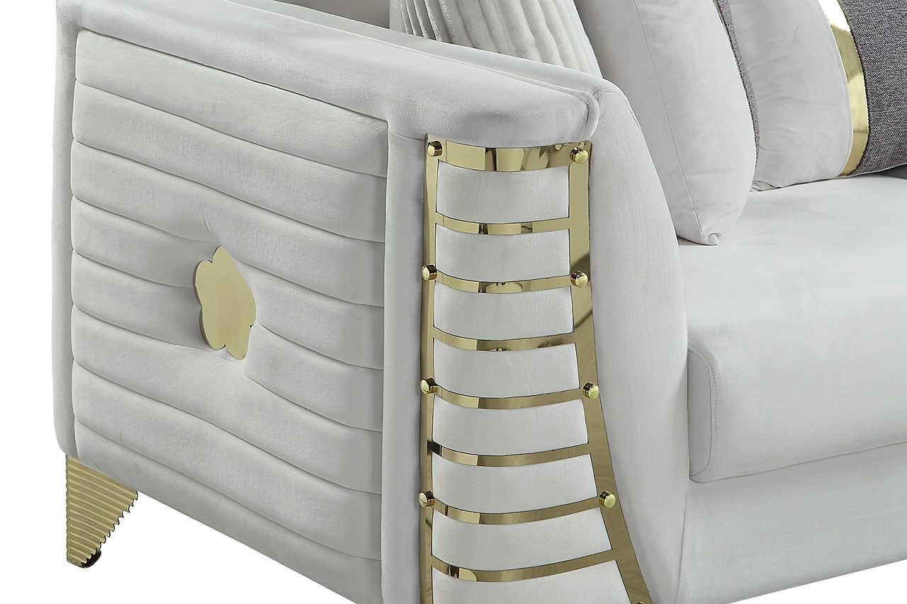 Donovan Cream Velvet Living Room Set