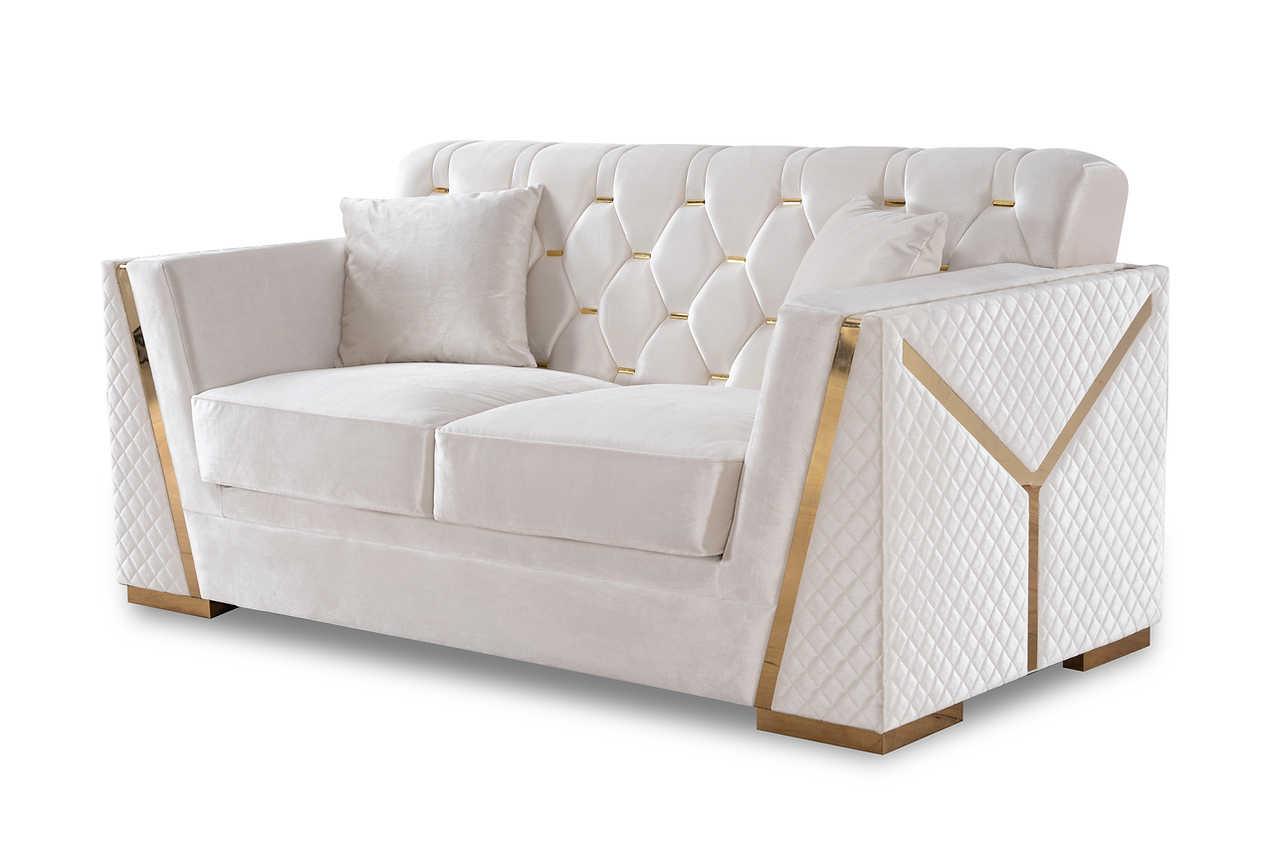 Hilena White Velvet Living Room Set