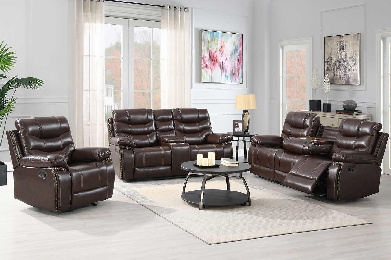 Delmar Brown Air Leather 3-Piece Reclining Set