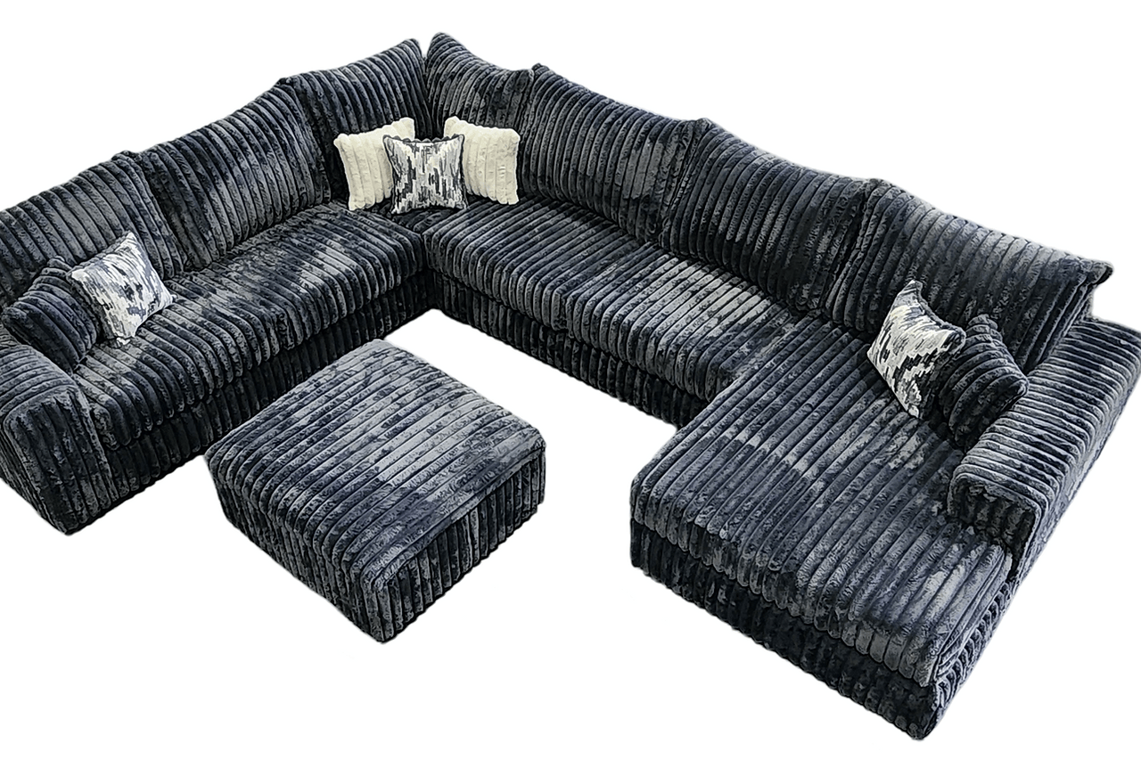 Texan Gray Corduroy Ottoman