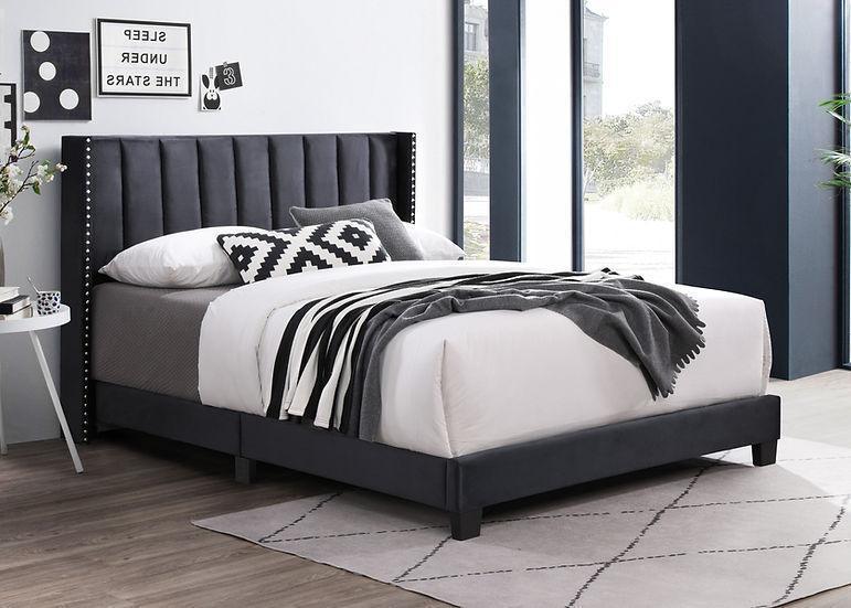 Lola Black Upholstered Queen Bed