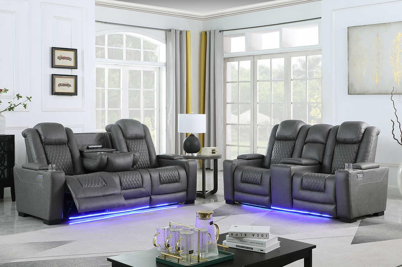 Ash Grey Microfiber 3-Piece Power Reclining Set