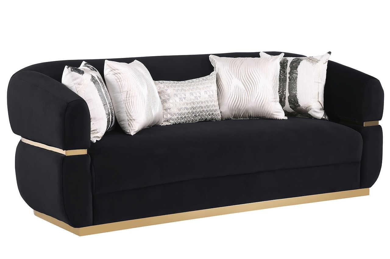 Carmela Black Velvet Living Room Set